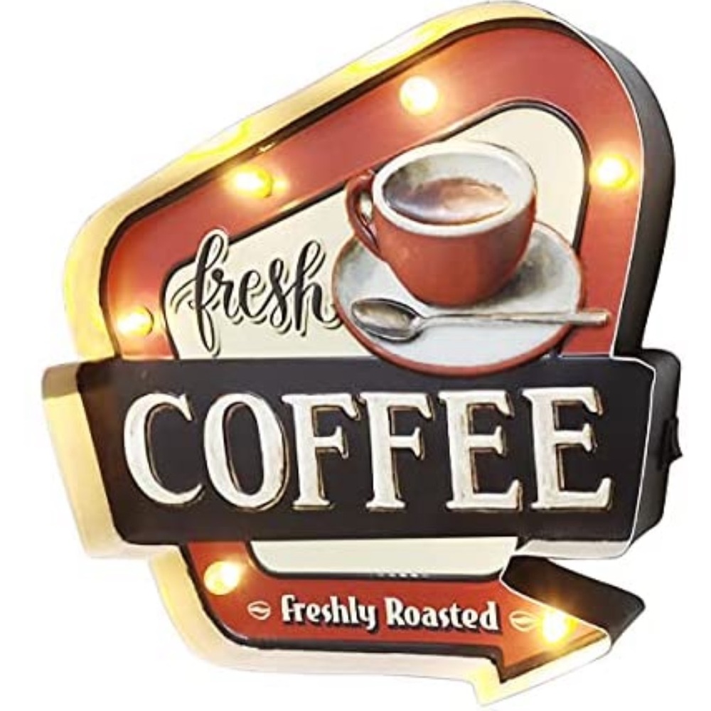 Coffee Vintage Marquee Decorations Light Up Sign Decor Battery Operated Wall Art